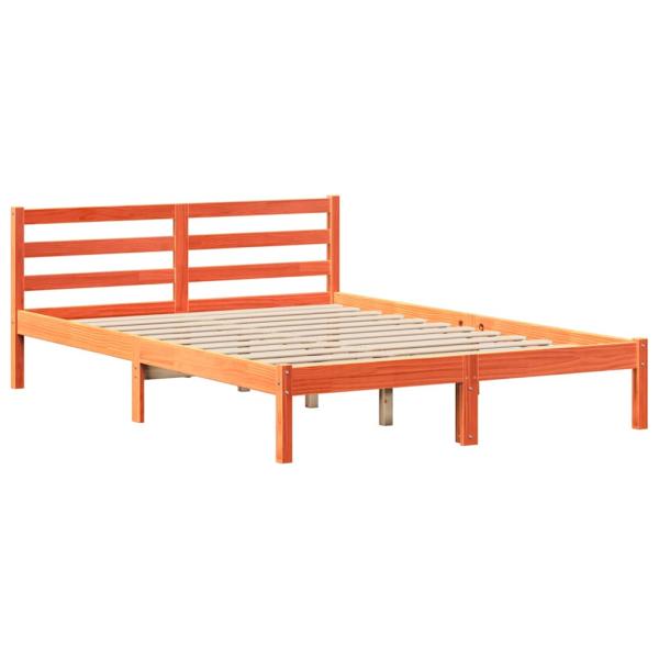 Massivholzbett ohne Matratze Wachsbraun 150x200 cm Kiefernholz