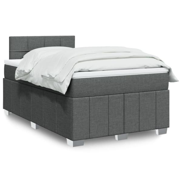 ARDEBO.de - Boxspringbett mit Matratze Dunkelgrau 120x200 cm Stoff