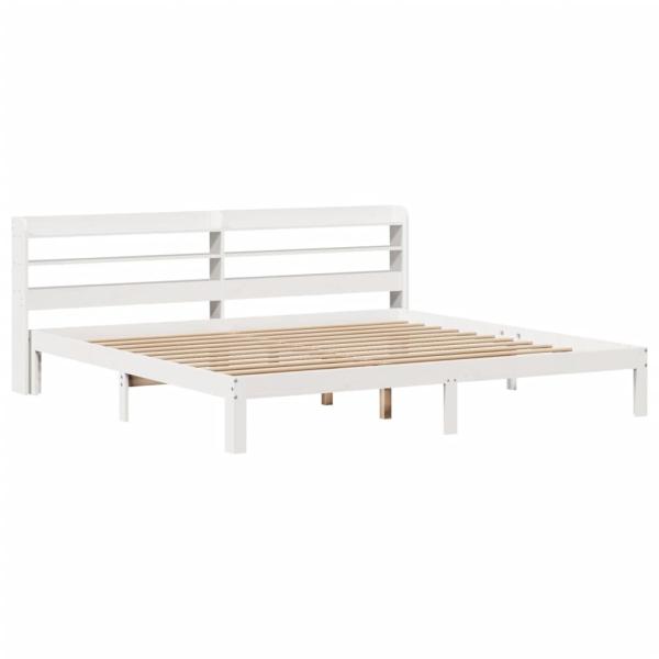 Bettgestell mit Kopfteil ohne Matratze Weiß 200x200 cm