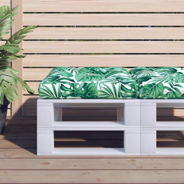 ARDEBO.de - Palettenkissen Blattmuster 60x60x12 cm Stoff