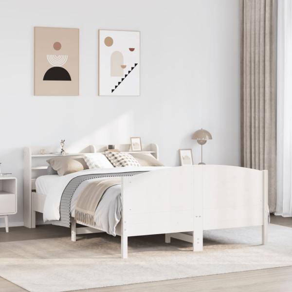ARDEBO.de - Massivholzbett ohne Matratze Weiß 160x200 Kiefernholz