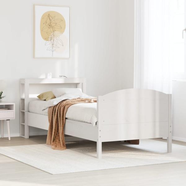 ARDEBO.de - Massivholzbett ohne Matratze Weiß 75x190 cm Kiefernholz