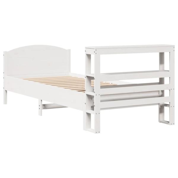 Massivholzbett ohne Matratze Weiß 75x190 cm Kiefernholz