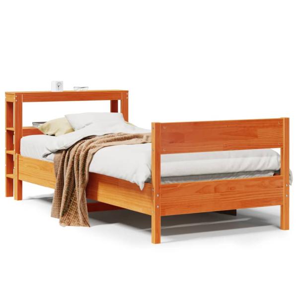 Massivholzbett ohne Matratze Wachsbraun 75x190 cm Kiefernholz