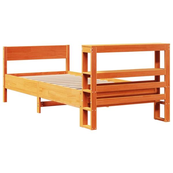 Massivholzbett ohne Matratze Wachsbraun 75x190 cm Kiefernholz