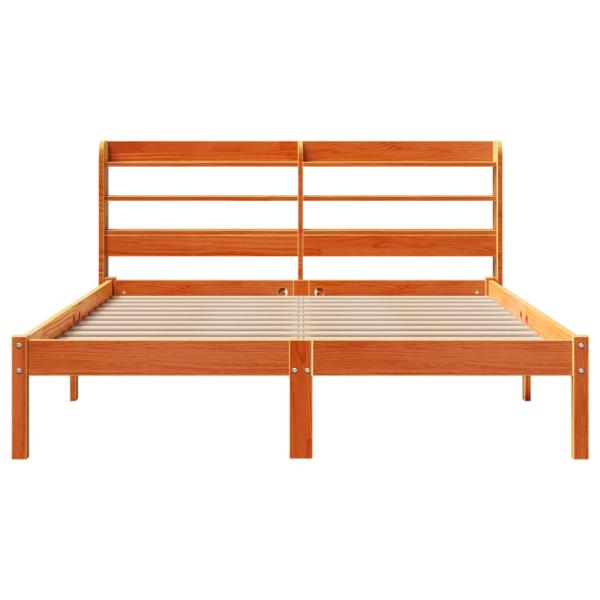 Bettgestell mit Kopfteil ohne Matratze Wachsbraun 135x190 cm