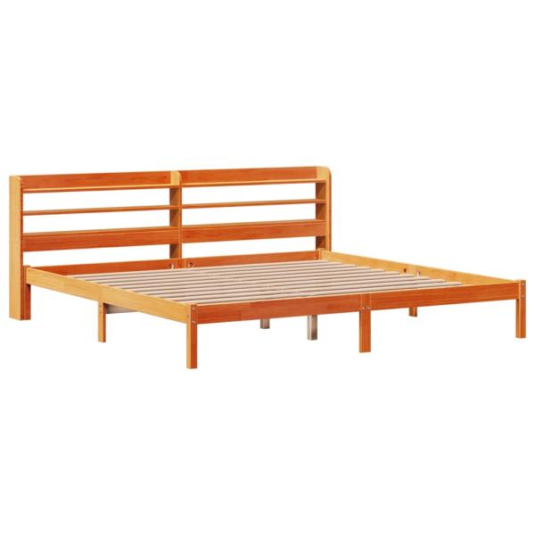 Bettgestell mit Kopfteil ohne Matratze Wachsbraun 200x200 cm