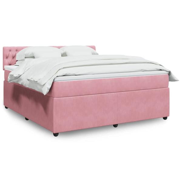 ARDEBO.de - Boxspringbett mit Matratze Rosa 180x200 cm Samt