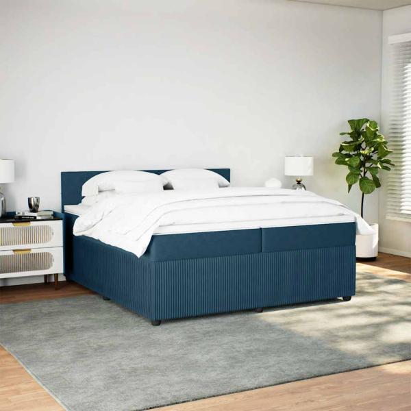 Boxspringbett mit Matratze Blau 200x200 cm Samt