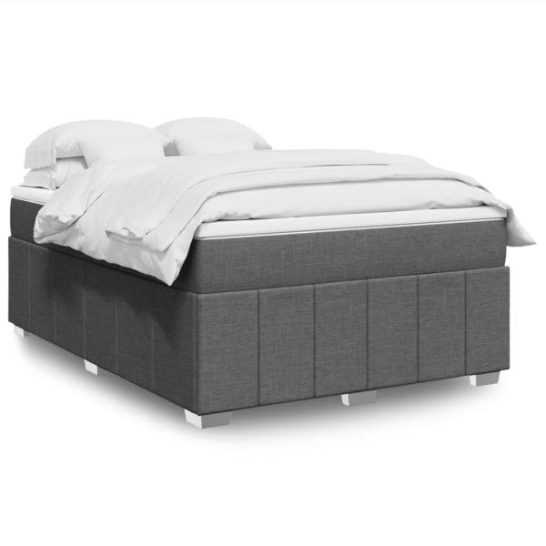 ARDEBO.de - Boxspringbett mit Matratze Dunkelgrau 140x190 cm Stoff