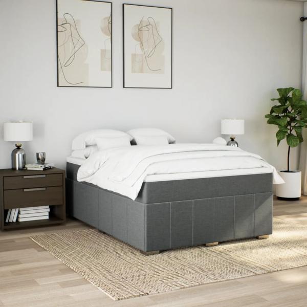 Boxspringbett mit Matratze Dunkelgrau 140x190 cm Stoff