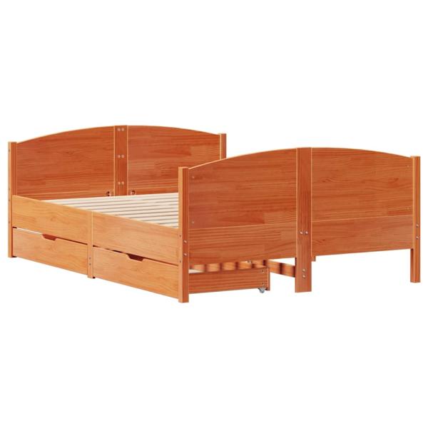 Massivholzbett ohne Matratze Wachsbraun 120x200 cm Kiefernholz