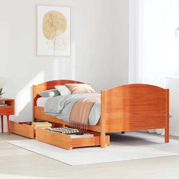 ARDEBO.de - Massivholzbett ohne Matratze Wachsbraun 90x200 Kiefernholz