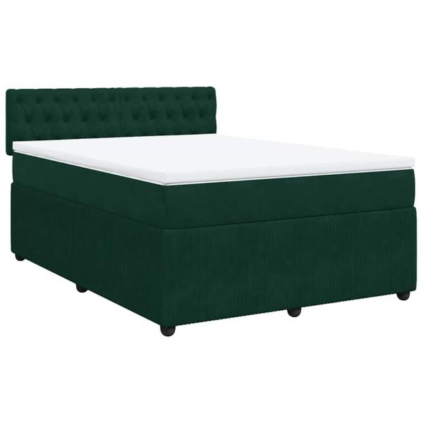 Boxspringbett mit Matratze Dunkelgrün 160x200 cm Samt