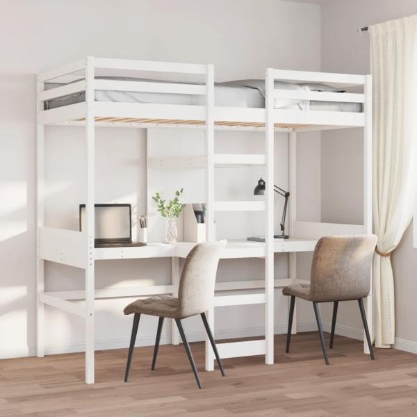 ARDEBO.de - Hochbett ohne Matratze Weiß 75x190 cm Massivholz Kiefer