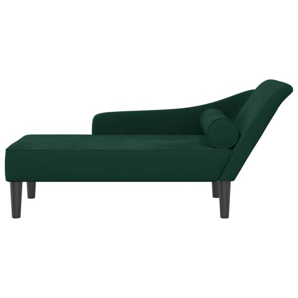 Chaiselongue mit Kissen Dunkelgrün Samt