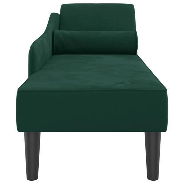 Chaiselongue mit Kissen Dunkelgrün Samt