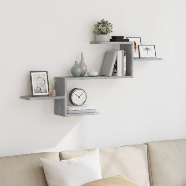 ARDEBO.de - Wandregal Betongrau 104x15x49 cm Holzwerkstoff