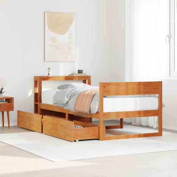 ARDEBO.de - Massivholzbett ohne Matratze Wachsbraun 75x190 cm Kiefernholz