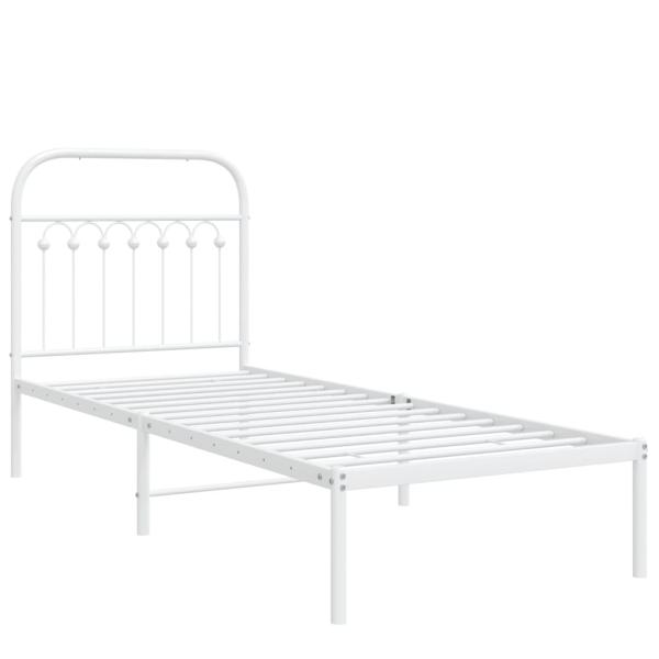 Metallbett ohne Matratze mit Kopfteil Weiß 75x190 cm