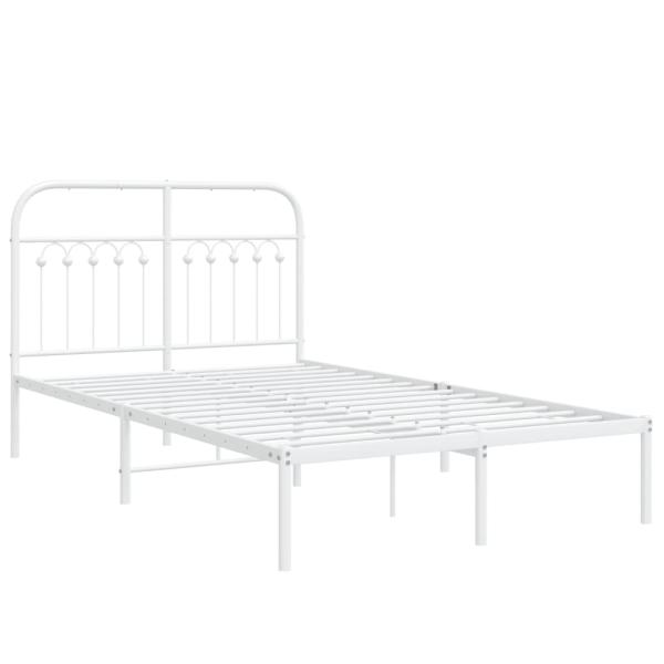 Bettgestell mit Kopfteil Metall Weiß 120x200 cm
