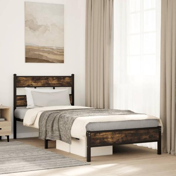 ARDEBO.de - Bettgestell ohne Matratze mit Kopfteil Sonoma-Eiche 75x190 cm