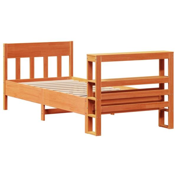 Massivholzbett ohne Matratze Wachsbraun 75x190 cm Kiefernholz