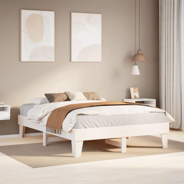 ARDEBO.de - Massivholzbett ohne Matratze Weiß 160x200 Kiefernholz