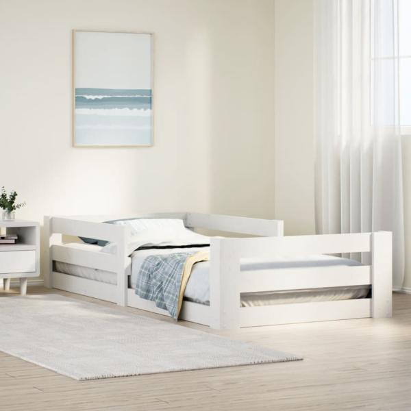 ARDEBO.de - Massivholzbett ohne Matratze Weiß 70x140 cm Kiefernholz