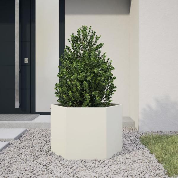ARDEBO.de - Pflanzkübel Weiß Sechseckig 69x60x45 Stahl