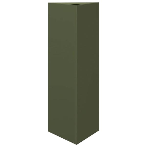 Pflanzkübel Olivgrün Dreieckig 30x26x75 cm Stahl