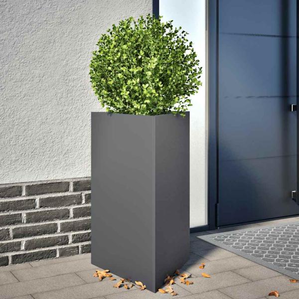 ARDEBO.de - Pflanzkübel Anthrazit Dreieckig 50x43x75 cm Stahl