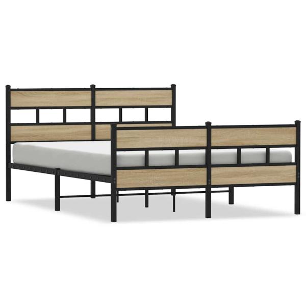 Metallbett ohne Matratze Sonoma-Eiche 135x190 cm
