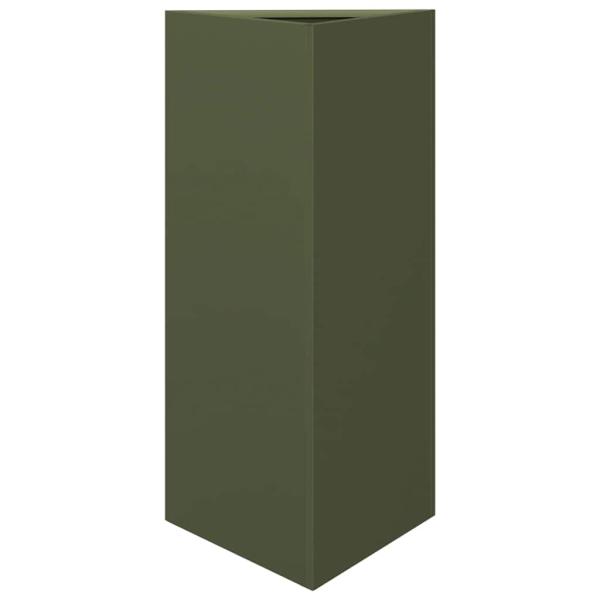 Pflanzkübel Olivgrün Dreieckig 40x34,5x75 cm Stahl