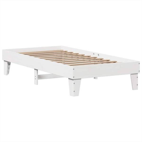 Massivholzbett ohne Matratze Weiß 75x190 cm Kiefernholz