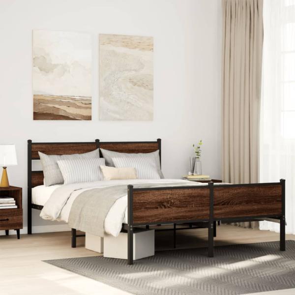 ARDEBO.de - Bettgestell ohne Matratze Braun Eiche 140x200 cm Holzwerkstoff
