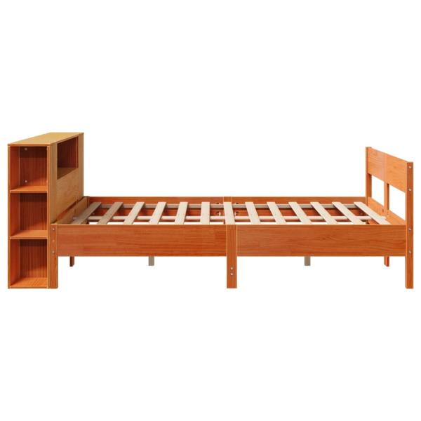 Massivholzbett mit Regal ohne Matratze Wachsbraun 150x200 cm