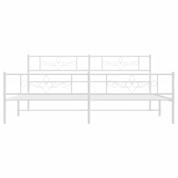 Bettgestell mit Kopf- und Fußteil Metall Weiß 200x200 cm