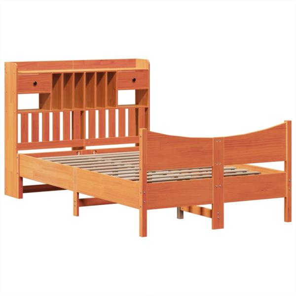 Massivholzbett ohne Matratze Wachsbraun 135x190 cm Kiefernholz