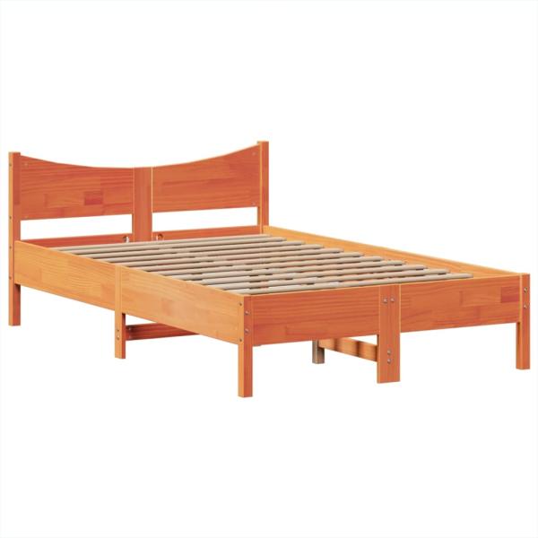 Massivholzbett ohne Matratze Wachsbraun 135x190 cm Kiefernholz