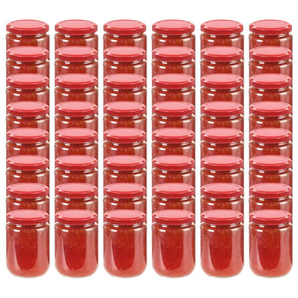 ARDEBO.de - Marmeladengläser mit Rotem Deckel 48 Stk. 230 ml