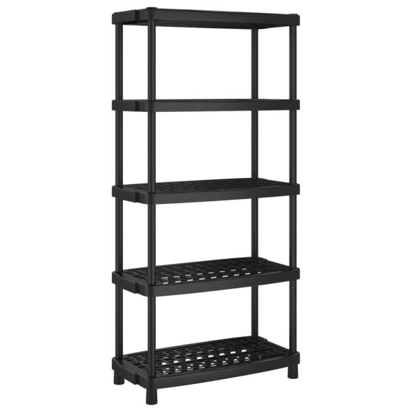 Lagerregal 5 B?den Schwarz 93,5x45,5x194,5 cm PP