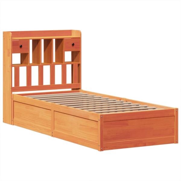Massivholzbett ohne Matratze Wachsbraun 75x190 cm Kiefernholz