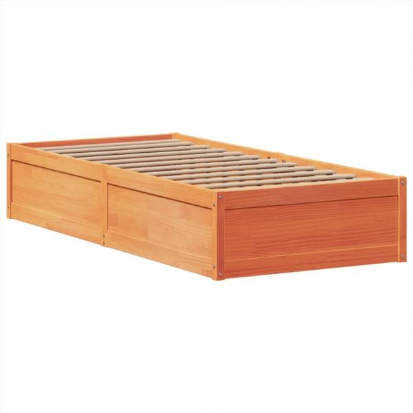Massivholzbett ohne Matratze Wachsbraun 75x190 cm Kiefernholz