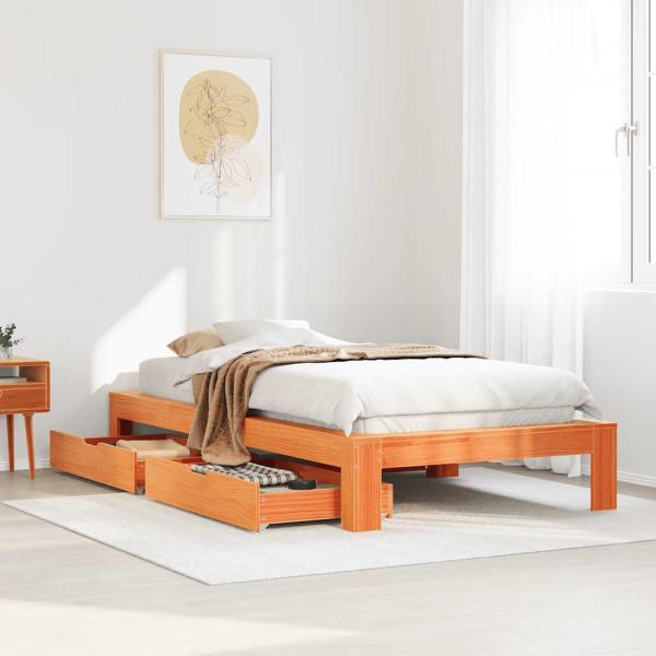 ARDEBO.de - Massivholzbett ohne Matratze Wachsbraun 90x200 Kiefernholz