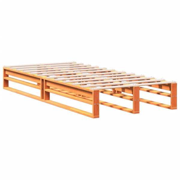 Massivholzbett mit Regal ohne Matratze Wachsbraun 100x200 cm