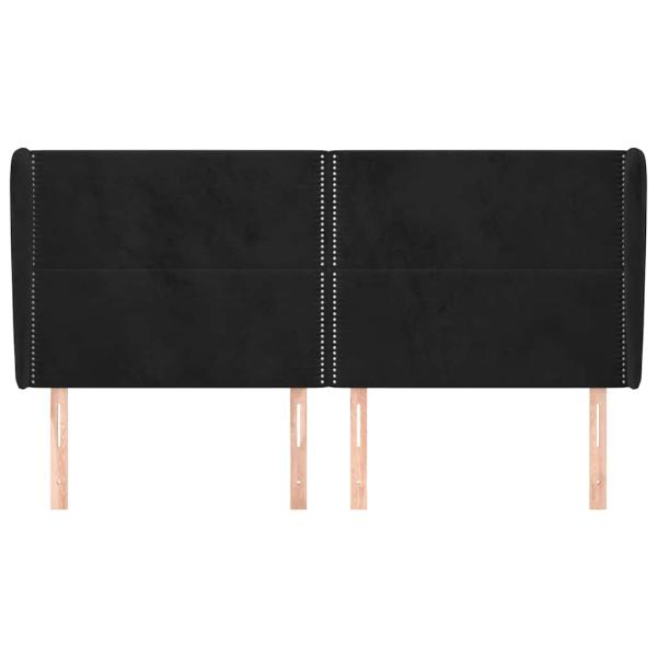 Kopfteil mit Ohren Schwarz 183x23x118/128 cm Samt