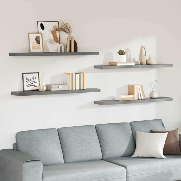 ARDEBO.de - Schwebende Wandregale 4 Stk. Grau 120x23,5x3,8 cm MDF