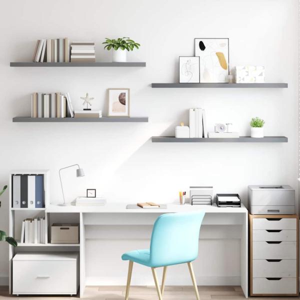 Schwebende Wandregale 4 Stk. Grau 120x23,5x3,8 cm MDF
