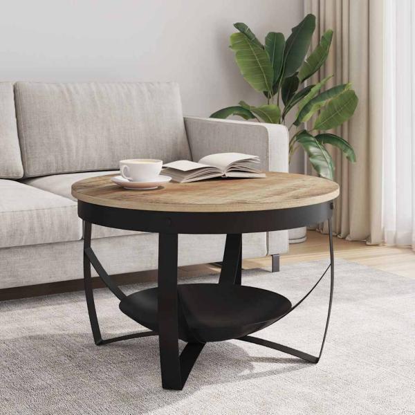 Couchtisch Ø68x43 cm Raues Mangoholz